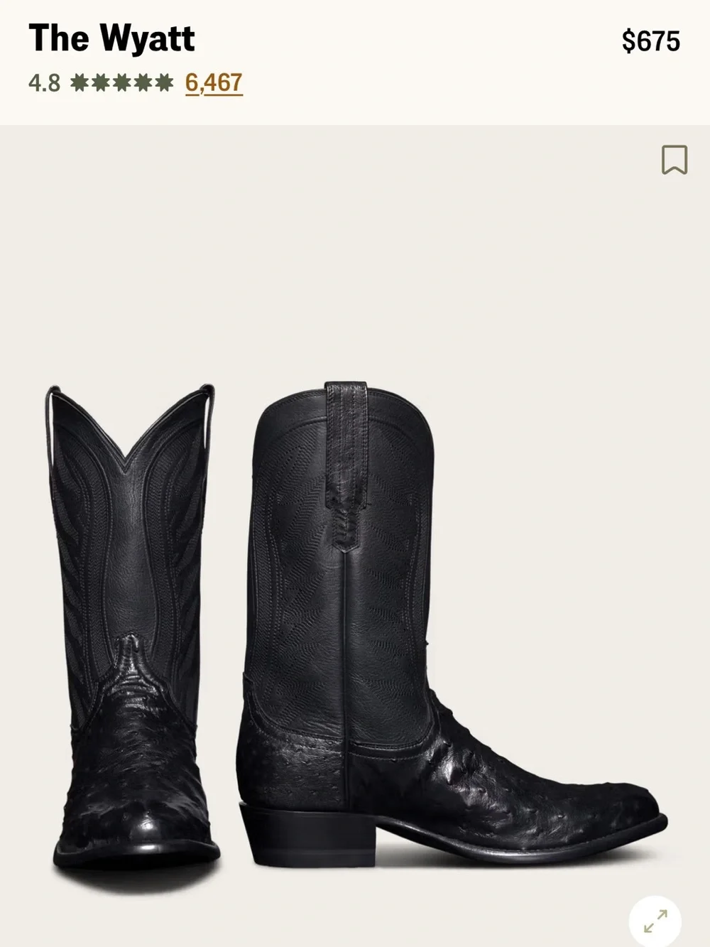 Tecovas Men’s Size 12 Black Full Quill Ostrich Cowboy Boots Tall Western Boots
